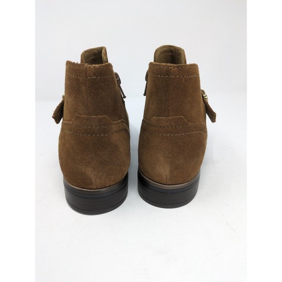 Women Clarks Trish Strap Suede Chelsea Ankle Boot Dark Khaki Brown Women\'s 7M NEW